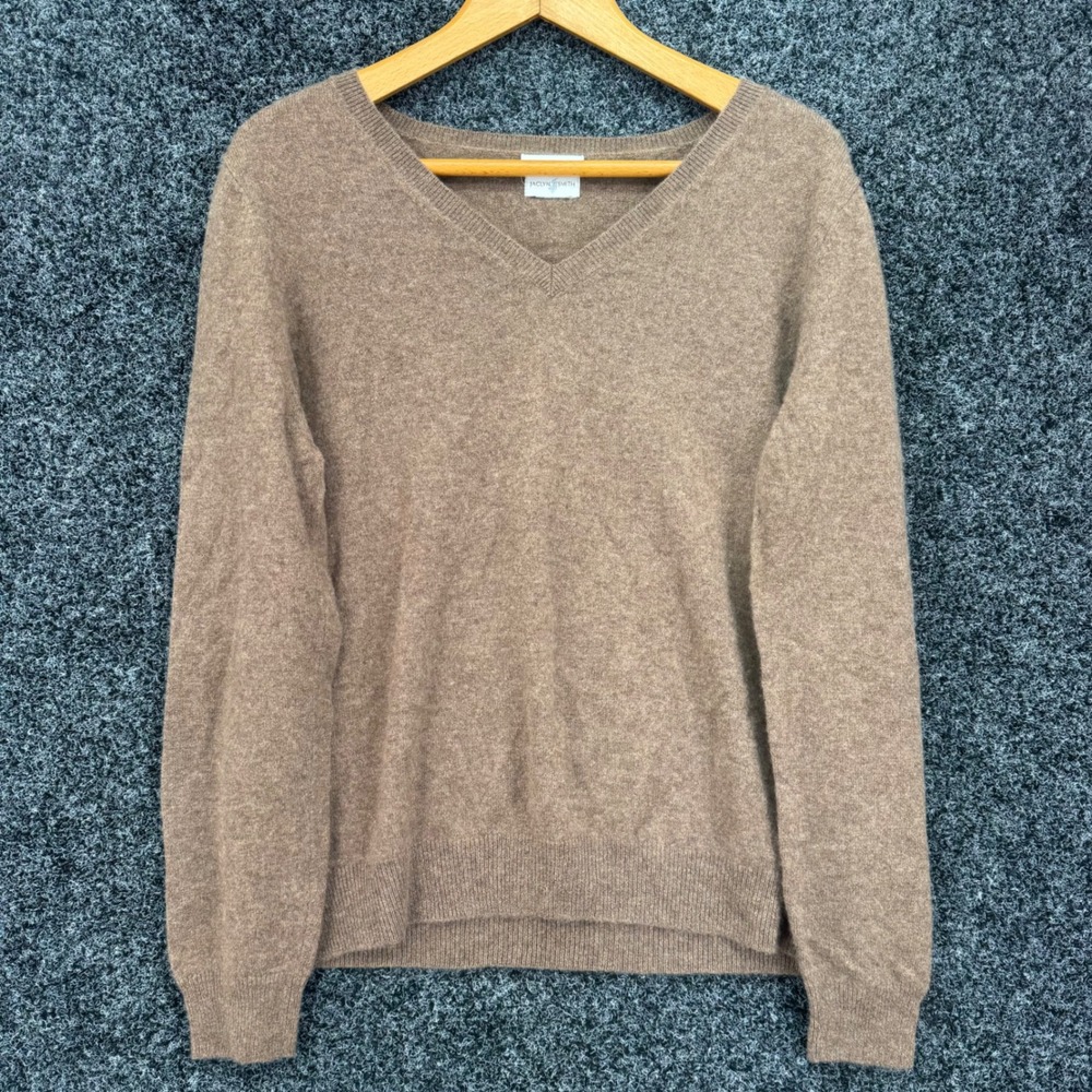 Jaclyn Smith Brown 100% Cashmere V-Neck Sweater Womens Medium Long Sleeve Knit